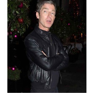 NOEL GALLAGHER CHRISTMAS PARTY LEATHER BLACK JACKET