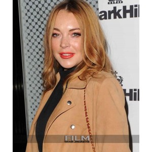 Lindsay Lohan Trench Leather Coat