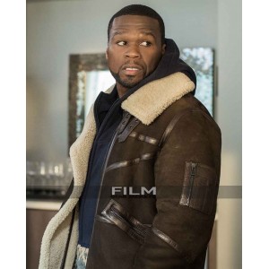 50 Cent Power Brown Leather Fur Jacket