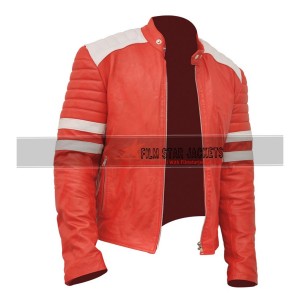 Fight Club Brad Pitt Red & White Jacket