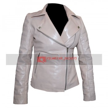 Dr Who Amy Pond White Leather Jacket