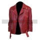 January Jones Red Leather Jacket