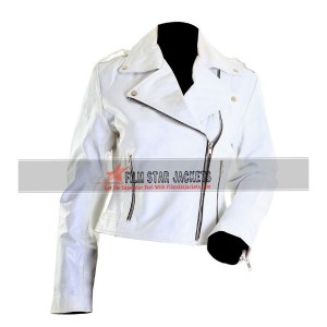 Women's White Leather Motorcycle Jacket